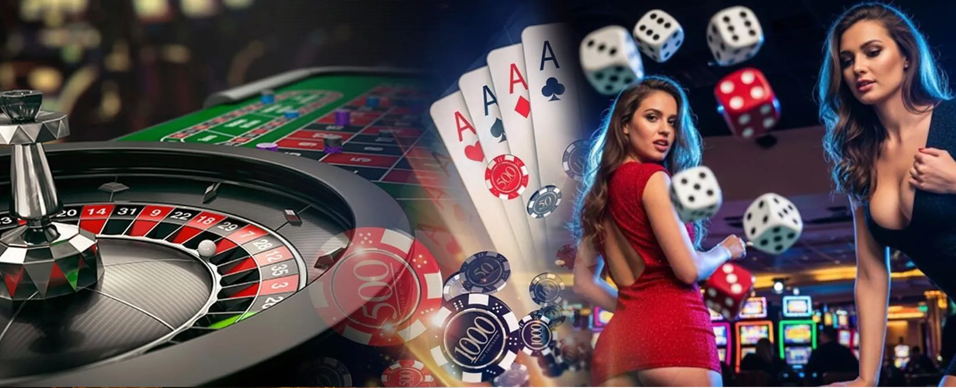 Dynamic gaming background with casino elements and bonus offers